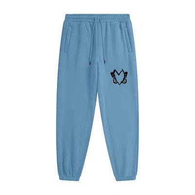 X Ilona Blue Women's Black / Blue / White Hearts Evolve Teal Blue Signature Fleece Joggers In Multi