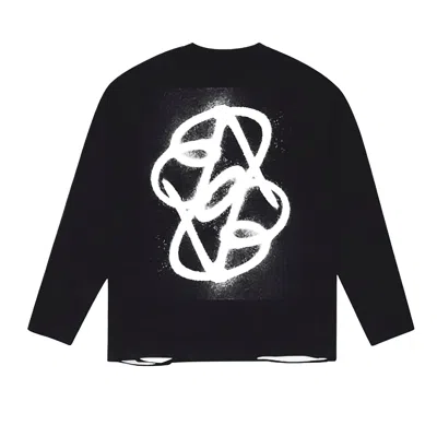 X Ilona Blue Women's Black / White Legacy Logo Universal Frayed Tee