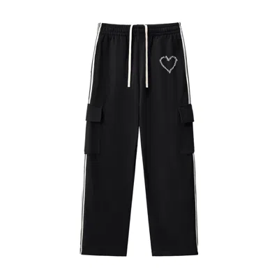 X Ilona Blue Women's Black / White Love Riot Side Stripe Straight Leg Pants In Multi