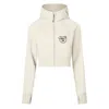 X Ilona Blue Women's Neutrals / Black Graffiti Bear Neutral Crop Hoodie Jacket In White