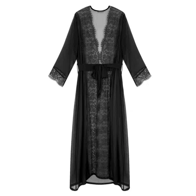 X Intima Women's Black Long Chiffon Robe