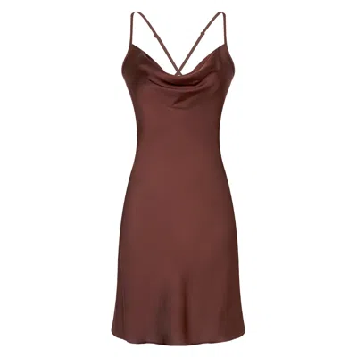 X Intima Women's Brown Short Satin Nightdress Madella