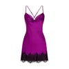 X Intima Women's Pink / Purple Elegance In Purple With Maxi Satin Dress With Lace In Pink/purple