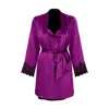 X Intima Women's Pink / Purple Satin Nightgown Elegance With Soft Lace In Pink/purple