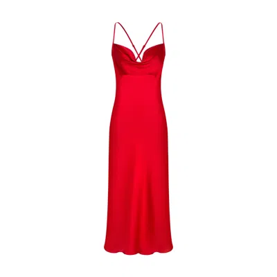 X Intima Women's Red Maxi Satin Nightdress