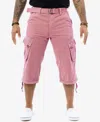 X-ray Men's Belted Capri Cargo Shorts In Pastel Pink
