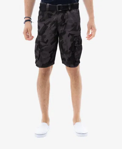 X-ray Men's Belted Double Pocket Cargo Shorts In Charcoal Camo
