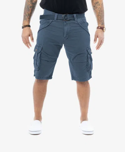 X-ray Men's Belted Double Pocket Cargo Shorts In Majolica Blue