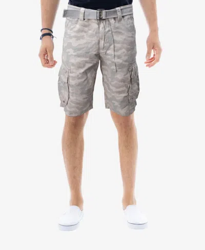 X-ray Men's Belted Double Pocket Cargo Shorts In Sand Camo