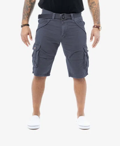 X-ray Men's Belted Double Pocket Cargo Shorts In Steel