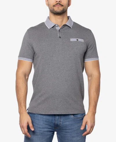 X-ray Men's Short Sleeve Snap-placket Polo With Birds Eye Rib In Gray