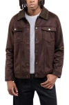 X-ray Xray Faux Fur Collar Faux Suede Jacket In Brown