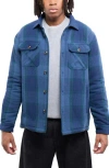 X-ray Xray Faux Shearling Lined Flannel Shirt Jacket In Blue