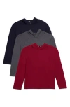 X-ray Xray Kids' 3-pack Hooded Long Sleeve Cotton T-shirts In Multi