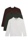 X-ray Xray Kids' 3-pack Hooded Long Sleeve Cotton T-shirts In Multi