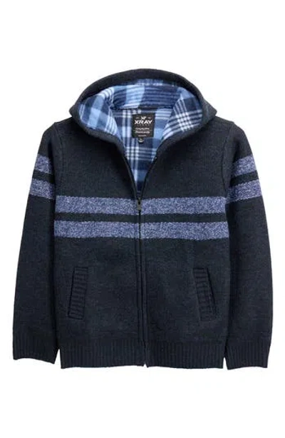 X-ray Xray Kids' Stripe Full Zip Hoodie In Blue