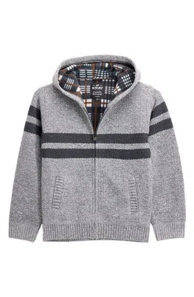 X-ray Xray Kids' Stripe Full Zip Hoodie In Gray