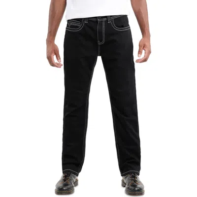 X-ray Xray Saddle Stitch Relaxed Straight Leg Jeans In Black