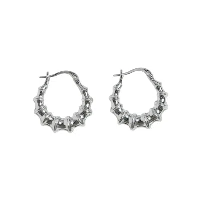 X Studio Women's Contour Press Hoop Earrings - Silver In Metallic