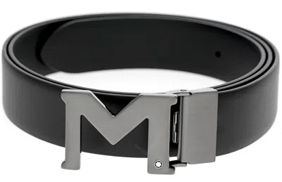 Pre-owned X120 Montblanc M Buckle Black 35mm Reversible Leather Belt 129445
