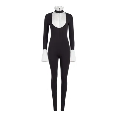 X2 Women's Black / White Tuxedo Catsuit: Evening Black In Black/white