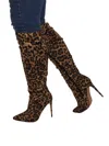 X2b Women's Leopard Knee High Boots In Brown Multi In Brown
