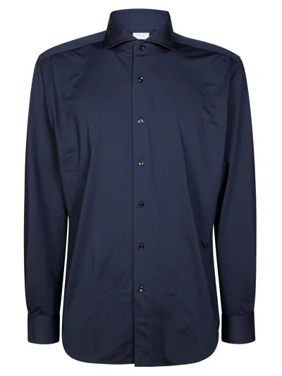 Xacus Regular-fit Jersey Shirt With Classic Collar In Blue