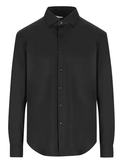 Xacus Buttoned Down Classic Collar Shirt In Black