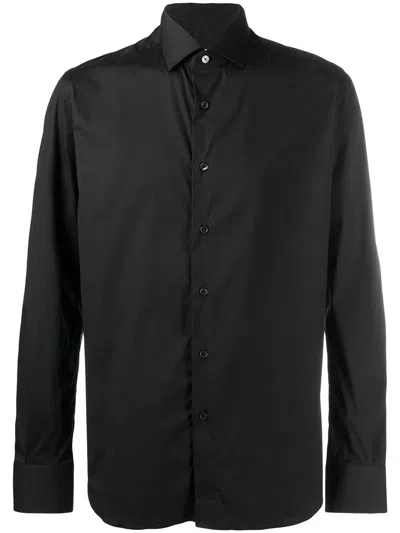 Xacus Black Cotton Blend Classic Shirt In Multi