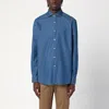 Xacus Indigo Blue Denim Cotton Shirt In Blue