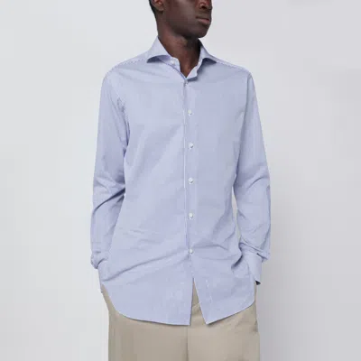 Xacus White Striped Travel Shirt In Blue