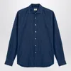 Xacus Indigo Blue Denim Cotton Shirt In Blue