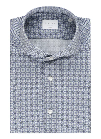 Xacus Blue Geometric Active Pattern Casual Shirt In Gray