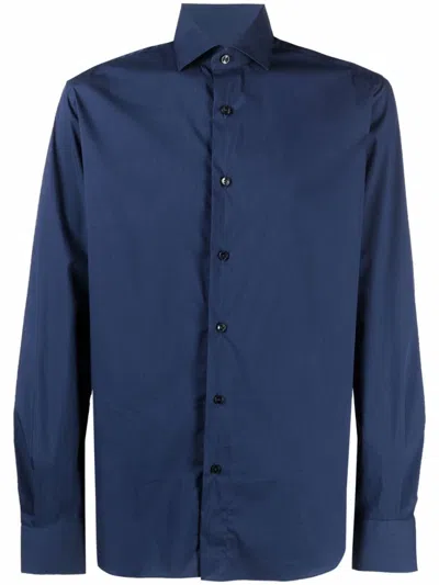 XACUS MEN BLUE LONG-SLEEVE SHIRT, M LUXURY SHIRTS FOR MEN DARVEYS