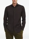Xacus Button-cuff Wool Shirt In Brown