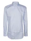 Xacus Light Blue Tailor Fit Shirt In Linen In Blue
