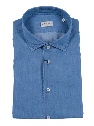 Xacus Button-down Cotton Shirt In Blue