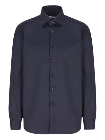 Xacus Buttoned-cuff Cotton Shirt In Blue
