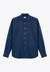 Xacus Indigo Blue Denim Cotton Shirt In Blue