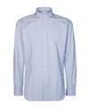 Xacus Stretch Geometric Buttoned Shirt In Blue