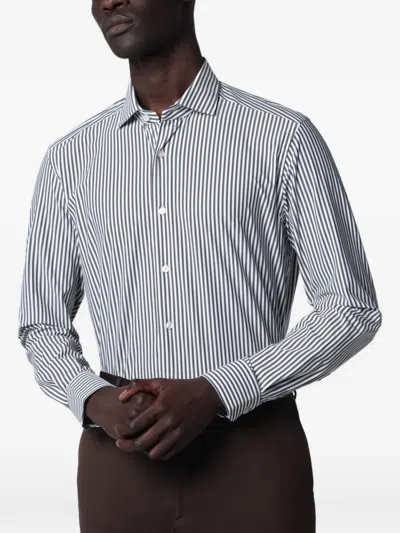 Xacus Buttoned Striped Shirt In White