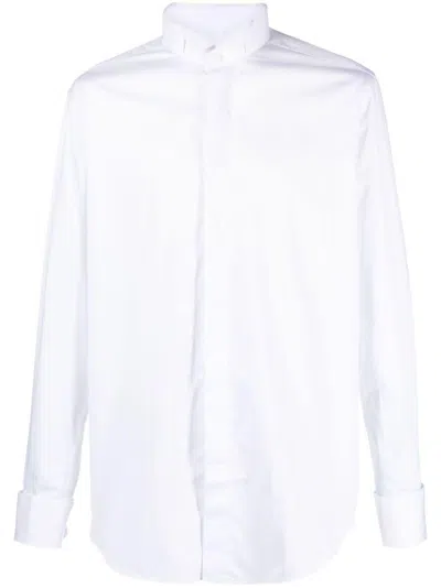 Xacus Wingtip-collar Cotton Shirt In White
