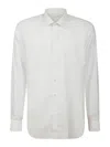 Xacus Long-sleeved White Cotton Shirt With Structured Collar In White