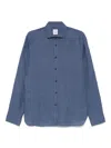 Xacus Cerulean Blue Linen Shirt With Cutaway Collar In Blue