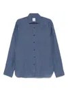 Xacus Cerulean Blue Linen Shirt With Cutaway Collar