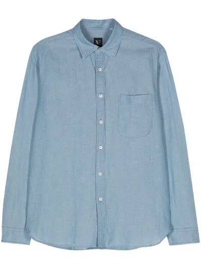 Xacus Chambray Longsleeved Shirt In Blue