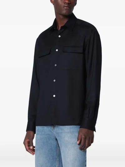 Xacus Chest-pocket Shirt In Blue