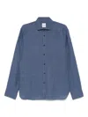Xacus Cerulean Blue Linen Shirt With Cutaway Collar
