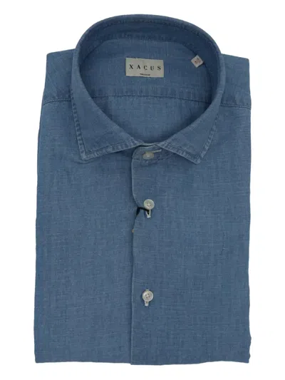 Xacus Cotton-linen Shirt In Blue