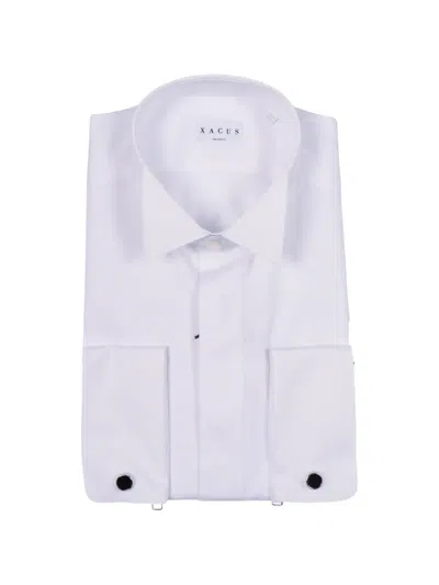 Xacus Cufflink-detail Button-down Cotton Shirt In White